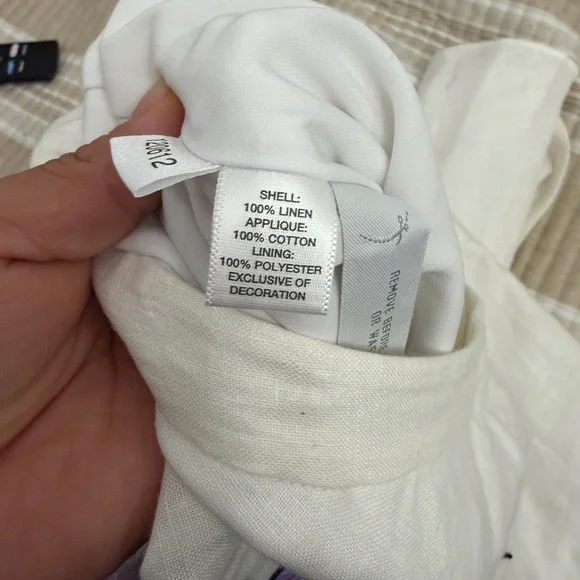 LOFT off white Skirt with Lavender Floral Design embroidered size 6 - Picture 5 of 5